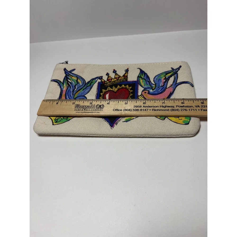 Brighton Love of Art 2019 Canvas Pouch Tattoo Swallows Sacred Heart Cream Blue